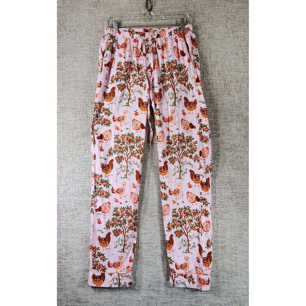 Printfresh Hen House Pajama Pants Bottoms Womens XST Tall Pink Organic Cotton